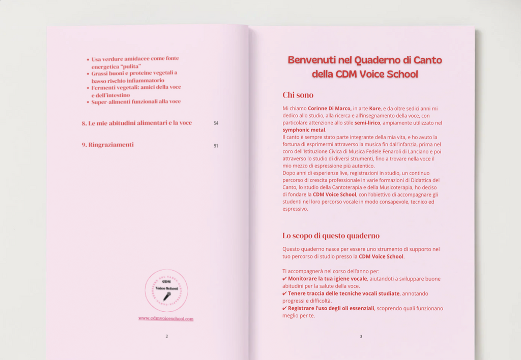 Agenda annuale dello studente (Ott - Giu) - CDM Voice School