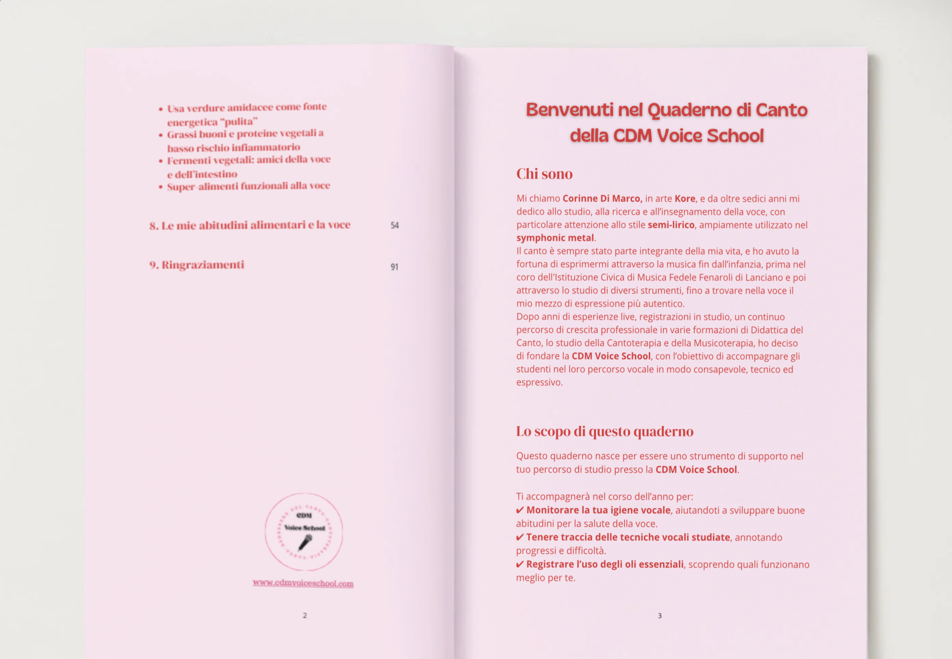 Agenda annuale dello studente (Ott - Giu) - CDM Voice School